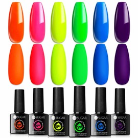 UR SUGAR Juego de esmalte de uñas de gel neón, naranja, rosa, azul, amarillo, verde, morado, colección primavera y verano, kit de esmalte de gel de...