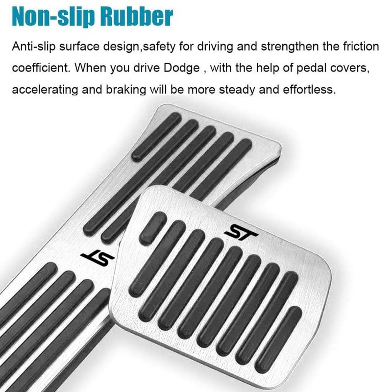 LEXLEY 2PCS Anti-Slip Aluminum Brake Gas Pedal Pads,Auto No Drilling