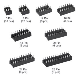 DWEII 66피스 2.54mm 피치 DIP IC 소켓 어댑터 모음 키트 6 8 14 16 18 20 24 28 핀 [132 Pieces] DWEII 66-Piece 2.54mm Pitch DIP IC Socket Adapter Collection Kit 6 8 14 16 18 20 24 28 Pin [132 Pieces]