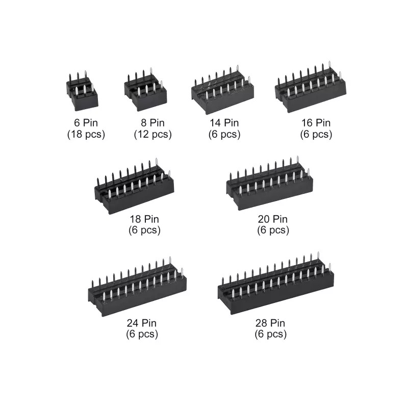 DWEII 66피스 2.54mm 피치 DIP IC 소켓 어댑터 모음 키트