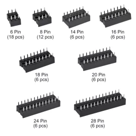 DWEII 66피스 2.54mm 피치 DIP IC 소켓 어댑터 모음 키트 6 8 14 16 18 20 24 28 핀 [132 Pieces] DWEII 66-Piece 2.54mm Pitch DIP IC Socket Adapter Collection Kit 6 8 14 16 18 20 24 28 Pin [132 Pieces]