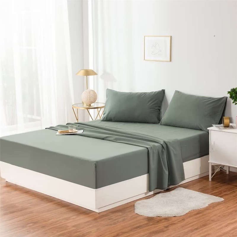 Ruccit 2 Pack Sage Green Pillowcases Washed Cotton Green Pillow