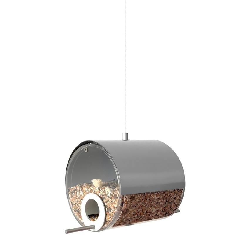 MeLiTec Stainless Steel Bird Feeder Station Barrels Silver/Black Colour Stainless