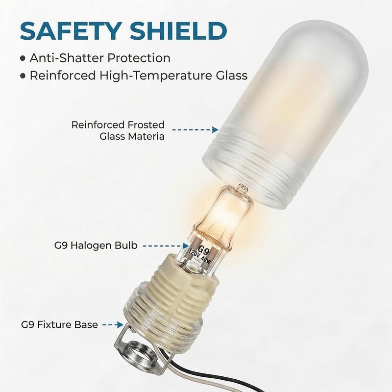 LIFEHIM G9 Glass Bulb Cover, Frosted Borosilicate Light Shade Replacement,