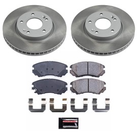 PowerStop Front Brake Kit For Kia Soul 2010-11 - Ceramic Brake Pads + Semi Coated Rotors Replacement, SC5913