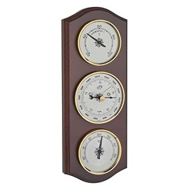 TFA Dostmann 20.1000.03 Analogue Weather Station with Barometer, Thermometer, Hygrometer, Local Weather Forecast, Temperature and Humidity, Solid Wood, Walnut