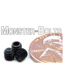 MonsterBolts - M4 x 4mm Cup Point Set Screws, DIN 916, Alloy Steel, Black Oxide, 50 Pack