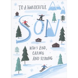 Sellers Publishing RSVP Skiers and Snowboarders: Kind, Caring and Strong Christmas Card for Son
