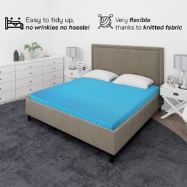 Home Still Fitted Bed Sheet | Super Soft Polycotton & Stretch Micro Knitted Fabric | Washable Soft Flexible & Easy to Tidy Up | Double Size 140x200x30cm Turquoise