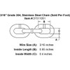 3/16" Stainless Steel Chain (Sold Per Foot)