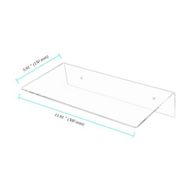 NINGWAAN 6 Pack Acrylic Floating Shelves, 12 x 6 inch Clear Wall Mounted Display Storage Rack, 4.5 mm Thick Invisible Acrylic Shelf for Living Room, Office, Bedroom