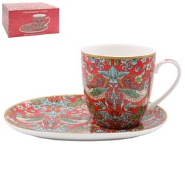 lesser and pavey LP95115 Ceramic Snack Set | Strawberry Thief design | Set of 2 Tableware, Multicolor