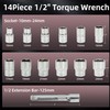 UYECOVE 14Pcs 1/2-Inch Drive Click Torque Wrench Set 10-170 ft.lb/13.6-230.5