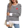 Allifewithu Womens Striped Sweaters Long Sleeve Crew Neck Pullovers Cute