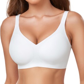 Gailife Smooth Wireless Bras for Women No Underwire Comfort Seamless Supportive Bra Raceback Push Up Bralettes Full Coverage -WT,S White