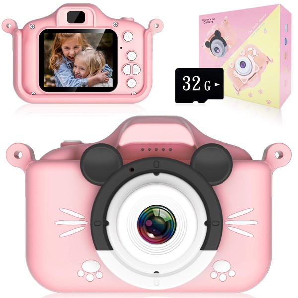 Children's Camera, Kids Camera, Toy Camera, 8x Zoom, Selfie Capable, Front and Rear 40 Million Pixels, 1080P HD Video Camera, 32 GB Memory Card, Kids Digital Camera, USB Charging, Dual Lenses,