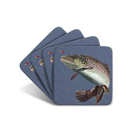 Brown Trout - Set of 4 Coasters - Leslie Gerry Animal Gifts