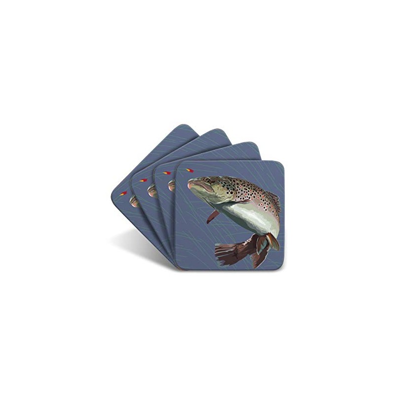 Brown Trout - Set of 4 Coasters - Leslie Gerry