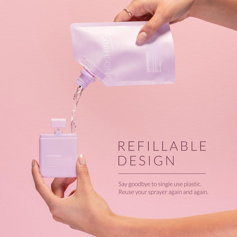Noshinku - Refillable Hand Sanitizer Lavendula 3-Pack, Travel Size Spray