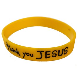 Thank You Jesus Yellow Silicone Bracelet - Set of 4