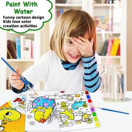 JZILU Watercolor Coloring Book for Kids, Paint With Water- Magic Paint Set Water Painting Book for Toddlers- Arts and Crafts Kit for Girls Boys Travel Activities -Stocking Stuffers for Kids