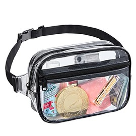 Clearworld Riñonera transparente para mujeres y hombres, paquete de cintura aprobado por el estadio con correa ajustable, bolsa de cinturón de moda pa