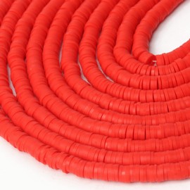 THRELE 3600pcs Red Clay Beads for Bracelets Making, 10 Strands Flat Round Polymer Clay Beads 6mm Spacer Heishi Beads Valentines Day beads for Jewelry Making Earring Necklace