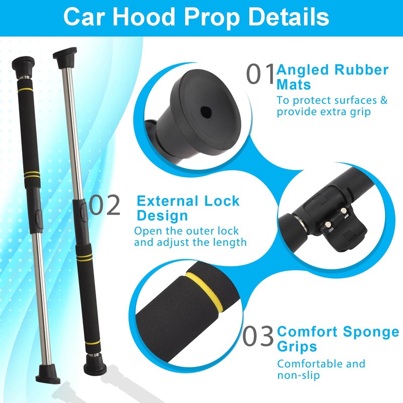 Greeily Telescopic Hood Prop Rod, 29 to 40 inches Hood