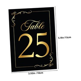 NOLITOY 1set Elegant Double Sided Table Numbers Cards Black Gold Reserved Cards Reusable Table Numbers for Wedding Reception Banquets Events 30pcs