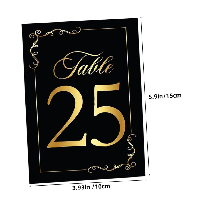 NOLITOY 1set Elegant Double Sided Table Numbers Cards Black Gold