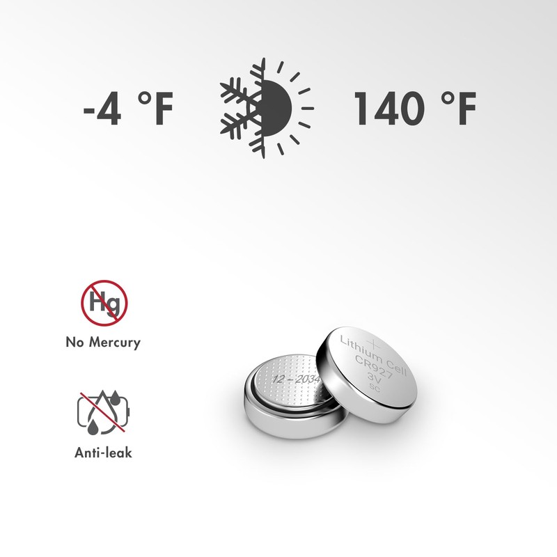Tenergy CR927 3V Lithium Button Cell Battery, for Watches, Temperature