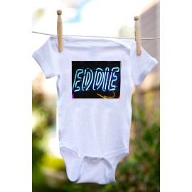 SignYourName EDDIE Baby Bodysuit in Photo of Sign - 100% Cotton & Short Sleeve