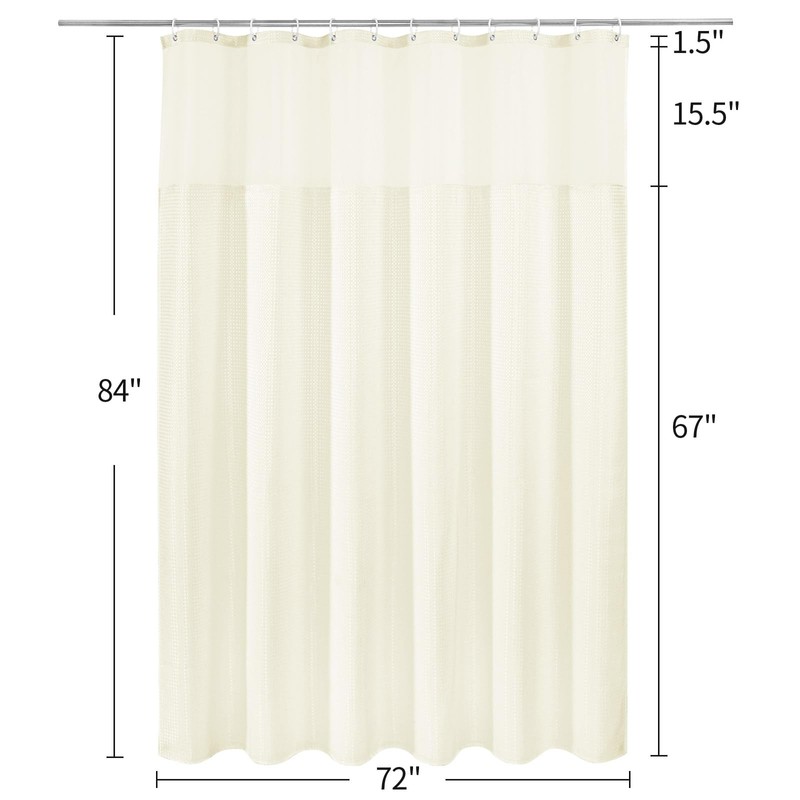 MitoVilla Extra Long 72 x 84 Shower Curtain Set with
