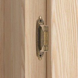Vallecloud 10 Pack (5 Pair) 3/8" Inset Antique Brass Self Closing Cabinet Hinges for Offset Kitchen Cabinet Door, Face Frame Semi Concealed Kitchen Cabinet Hinges