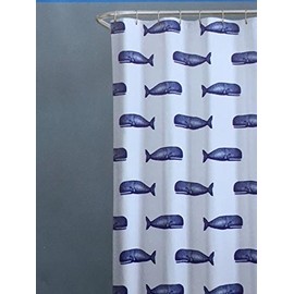 spring Home Whale fabric Shower Curtain white Navy