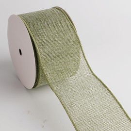 Meseey Sage Green Burlap Ribbon with Wired Edges - 2.5" x30ft Eco-Friendly Jute Ribbon for Rustic Weddings, Spring Wreaths & Sustainable Gift Wrapping