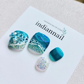Blue Ocean Wave Pedi Tips - Pedi Tips Full Set (10P) / 블루오션웨이브 페디팁 - 페디팁 전체세트 (10P)