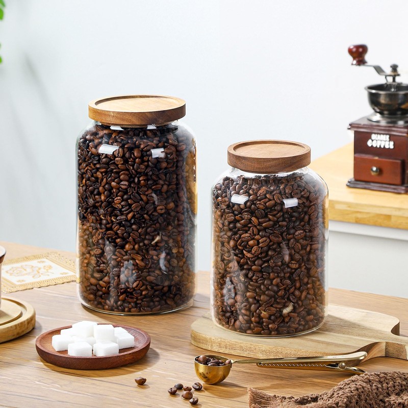 WHJY 95oz Glass Jars with Airtight Lids Transparent Clear Kitchen