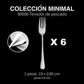 Mr. Spoon - Set of 6 Fish Forks Dessert Fork Stainless Steel Table Fork 19 x 2.65 cm