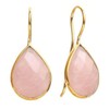 Gempires Rose Quartz Pear Shaped Teardrop Crystal Earrings, Bezel Earring,
