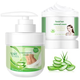 Facial Depilatory Cream and Body Hair Removal Cream for Women, Aloe Vera Remover for Upper Lip and Chin for Face Hair Remover for Body Sensitive Skin Gentle and Non-Irritating (2PCS)