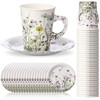 Rtteri 20 Sets Floral Paper Tea Cups and Saucers 9oz