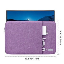 Losong Portable Monitor Case 14 Inch, Protective Carrying Sleeve for Most 14 inch Portable Monitors,Water Resistant Portable Display Bag with Accessory Pocket,Size-13.5"x8.8" Purple