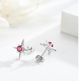 Star Earrings for Women Girls 925 Sterling Silver Star Earring Studs North Star Earrings July Birthstone Earrings Star Jewelry Gifts for Women Teen Girls, Sterling Silver, Cubic Zirconia