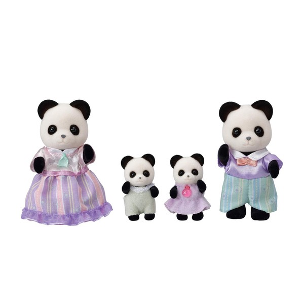 Calico Critters Pookie Panda Family, Dolls, Dollhouse Figures, Collectible Toys with 4 Figures Included