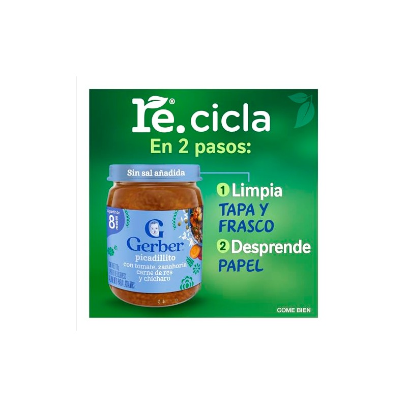 Gerber Papillas Etapa 3 Picadillo, Paquete de 12 Frascos de
