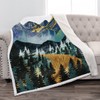 Jekeno Mountain Sherpa Blanket Sunset Forest Trees Art Printed Throw
