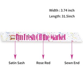 Fresh Off the Market Sash - Rustic Bridal Shower & Bachelorette Party Decorations, Farmhouse Theme Wedding Sash for Women Girls, Engagement Party Accessories