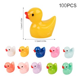BigKego Pack of 100 Mini Ducks Resin Small Colourful Ducks Miniature Ducks Decorative Figures for Aquarium Dollhouse Miniature Garden Craft Pot Decorations DIY