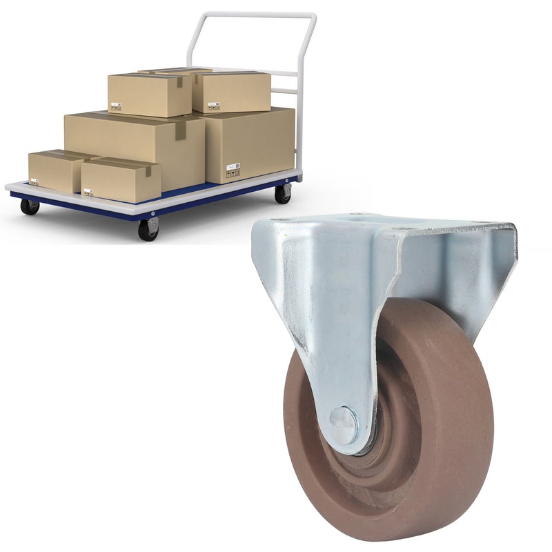 Nylon Caster 4in Fixed Plate Caster Wheel Heat Resistant for